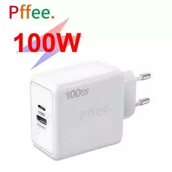 100 Вт USB C + QC5.0 Зарядное устройство для быстрой зарядки Тип C Вилка Великобритания ЕС США PD Адаптер Дорожная USB-зарядка белый