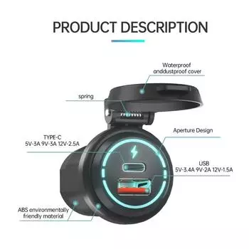 100 Вт USB-разъем для зарядного устройства, водонепроницаемый адаптер для быстрой зарядки PD Type C + быстрая розетка QC3.0 для 12 В/24 В, автомобилей, лодок, мотоциклов
