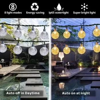 100Leds Crystal Globe Solar String Lights Waterproof Festoon Fairy Light For Christmas Garden Tree Patio Party Wedding Decor 7m50leds