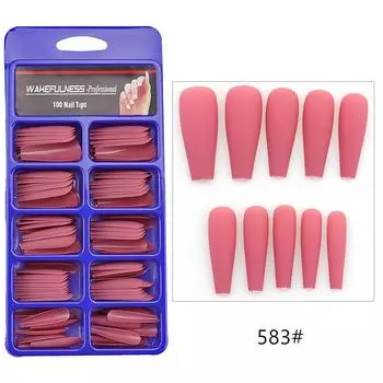 100pc Of Ballet Fake Nails Long Patches Full Frosted Nail Box One Size