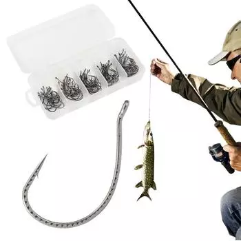 100Pcs Carp Fishhook Fishing Barbed Hooks for Saltwater Freshwater Fishing Gear