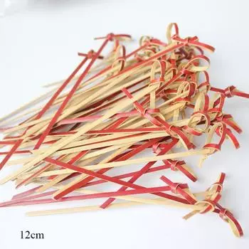 100pcs Disposable Bar Tool Kitchen & Bar Cocktail Picks Fruit Forks Bamboo Knot Skewers Stick red-12cm