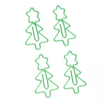 100Pcs Fancy Paperclips Christmas Tree Shape Electroplated Metal Multi Purpose Cute Paper Clips for Home School Office