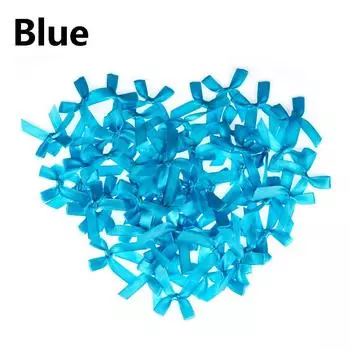 100pcs/set Small Appliques Handmade Accessories Wedding Decoration DIY Craft Sewing Satin Ribbon Bow синий