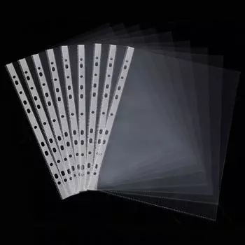 100PCS Transparent Documents Pouch Loose Leaf File Storage Protective Film 2c
