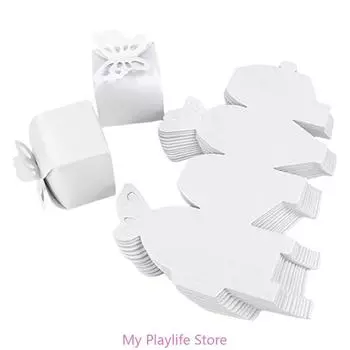 100pcs Unique Butterfly Party Candy Cookie Boxes Elegant Butterfly Dessert Boxes for Party Presentation белый