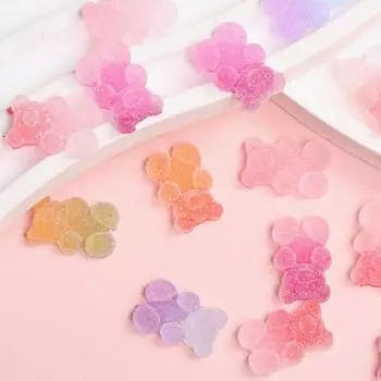 100шт твердая текстура смолы патч мультфильм без отверстия DIY ювелирные аксессуары имитация мягкого медведя постепенного цвета бусины чехол для телефона материал декоративный