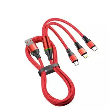 100 Вт 3 в 1 многофункциональное зарядное устройство USB кабель для быстрой зарядки несколько зарядных устройств адаптер шнур с типом C Micro 1.2m bare wire красный
