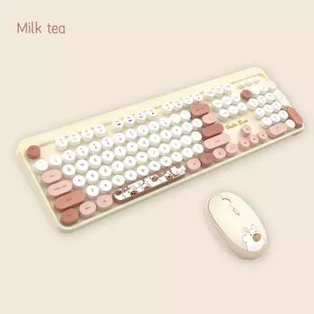 104Keys цветные беспроводные компьютерные клавиатуры и мыши, комплекты, ретро-дизайн пишущей машинки, полноразмерные клавиатуры с 2,4 ГГц USB Nano жёлтый