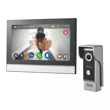 1080P Беспроводная видеокамера дверного звонка с монитором TY APP WiFi 7-дюймовый сенсорный экран видеодомофон US Plug