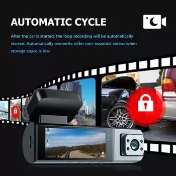 1080P Двойная камера, Видеорегистратор для автомобилей, Передняя и внутренняя, Автомобильная камера с ИК-ночным видением, Циклическая запись, Широкоугольный автомобильный видеорегистратор Came None серебряный