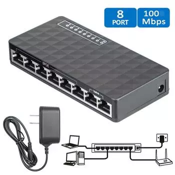 10/100 Мбит/с 8-портовый настольный Fast Ethernet LAN RJ45 сетевой коммутатор концентратор адаптер маршрутизатор для PS 3