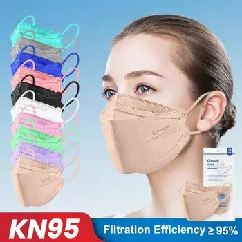 10-100 шт. Ffp2 Mascarillas CE KN95 Маски Утвержденные гигиенические цвета Респираторный фильтр Маска для лица Ffp2mask Многоразовые маски с рыбой 10PCS белый