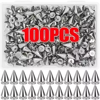10-100 шт. заклепки в стиле панк, серебряные конусные шипы, заклепки с винтовой заклепкой, классные заклепки для одежды, сумок, обуви, кожаных ремней, товары для рукоделия 10 PCS
