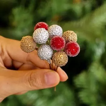 10-100PCS Mini Pearl Plastic Stamen Artificial Flower Cherry Fruit Stamens Wedding Christmas Wreaths DIY Gift Box Decoration 10PCS красный