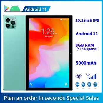 10,1-дюймовый планшет Android 12 8 ГБ(4+4 Развернуть) Оперативная память 64 ГБ ПЗУ 1 ТБ Расширение 1280x800 IPS-экран 5000 мАч Аккумулятор GMS Сеть 3G Wi-Fi
