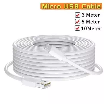 10/1M сверхдлинный кабель Micro USB для быстрой зарядки и передачи данных для телефонов Samsung Xiaomi Android, камер, мониторов, аккумуляторов, шнуров для передачи данных 1m белый