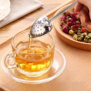 10/1pc Handle Heart-shaped Tea Filter Stainless Steel Mesh Heart Shaped Tea Strainer Spoon Tea Infuser Spoon Kitchen Accessories