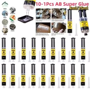 10-1Pcs 4/25ml Box Epoxy Resin AB Adhesive Waterproof High Temperature Resistant All-Purpose Repair Push-Pipe Glue Woodworking