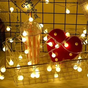 10/20/30/50m LED Ball String Lights Christmas Garland Fairy Light Outdoor Decoration Lighting For Room Wedding Party Decoration 4m 40 leds Battery&EU Plug теплый белый