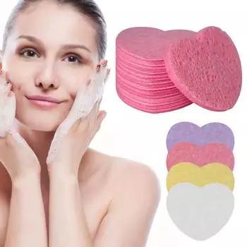 10/20/30/50Pcs Heart Shaped Compressed Cellulose Sponge Makeup Removal Sponge Wood Pulp Cotton Facial Cleansing Sponge Puff