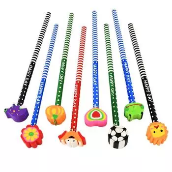 10/20Pcs Cartoon Pencil with Eraser Kids Birthday Party Favors Goodie Bag Pinata Fillers Back To School Prize Christmas Gifts 10pcs