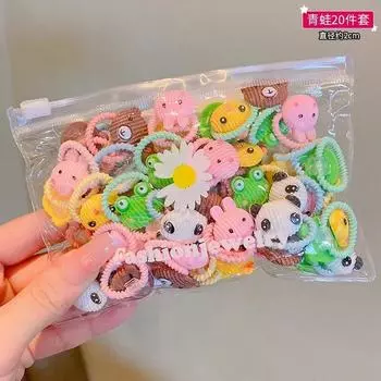 10/20Pcs/Lot Acrylic Cartoon Flower Bow Holder Kids Headwear Girl Hair Accessories Fashion Children DIY Elastic Bands 10pcs