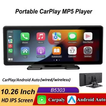 10,26-дюймовый автомобильный MP5-плеер, проводной беспроводной CarPlay, Android Auto, проводной, зеркальная связь, портативный мультимедийный плеер, BT, FM, AUX, видеорегистратор