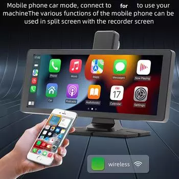 10,26-дюймовый беспроводной монитор CarPlay, IPS-экран, сенсорный экран Android Auto, WIFI, FM, BT 5.0, видеорегистратор заднего вида, мультимедийный проигрыватель AUX