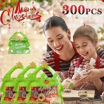 10-300 шт. рождественские конфеты печенье закуски пакеты Ziploc Рождественские елки креативная форма подарочные упаковочные пакеты рождественские фрукты подарочные пакеты 18.5x6.9x21cm