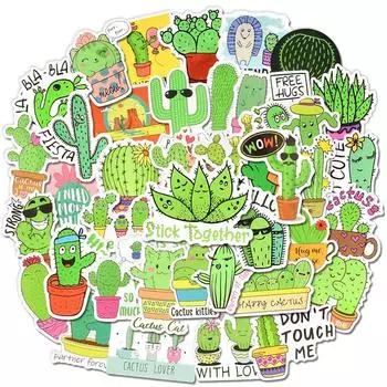 10/30/50 PCS Мультфильм Кактус Наклейки для детей DIY Ноутбук Автомобиль Велосипед Гитара Путешествие Багаж Водонепроницаемый Прохладный Симпатичный Набор Наклеек Детская игра random 10 pieces