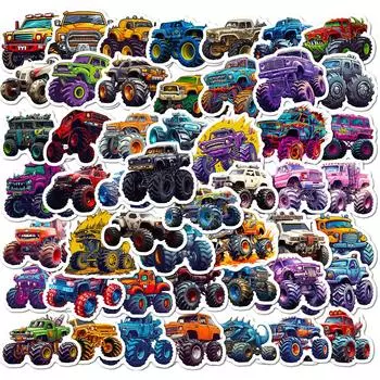 10/30/50 шт. Monster Truck, мультяшные наклейки для автомобиля, сделай сам, ноутбук, чемодан, скейтборд, граффити, наклейки, забавные для детей игрушки, подарок 10pcs