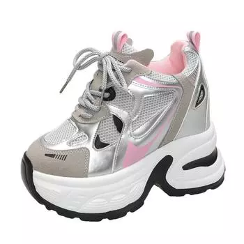 10.5CM Spring Breathable Mesh Sneakers Thick Bottom Sports Shoes Autumn Women Wedges Casual Chunky Shoes High Platform Sneakers 34