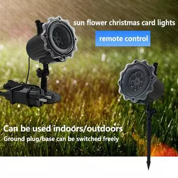 10 Card Christmas Projector Light 8 Patterns Animation Effect Stage Spotlight with Remote Halloween Party Garden Projector Light 10 Cards&US Plug