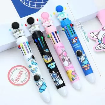10 цветов многоцветная шариковая ручка-астронавт Kawaii Cartoon Press-Type Color