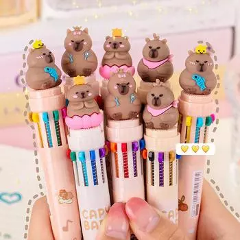 10 цветов шариковая ручка Capybara 0,5 мм цветные чернила гелевые ручки силиконовая ручка Kawaii