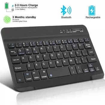 10-дюймовая беспроводная Bluetooth-клавиатура, перезаряжаемая игровая клавиатура для Android IOS Windows English letters чёрный