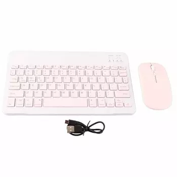 10-дюймовая клавиатура Bluetooth с зарядкой через USB, ультратонкая тихая беспроводная клавиатура с мышью DPI для розовый
