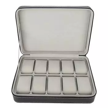 10 Grids Watch Display Box Storage Box Zipper Travel Collector Case Organizer