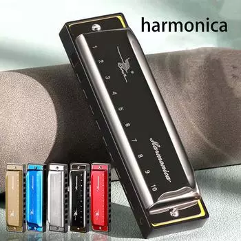 10 Hole C Key Blues Harmonica Beginner To Play 10 Hole Harmonica One Size серебряный