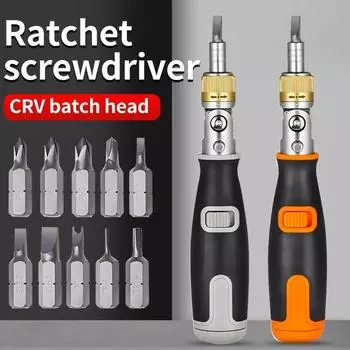 10 In 1 Portable Ratchet Screwdriver Multifunctional Hidden Screwdriver Head Corner Capable Multi Angle Screwdriver Set оранжевый