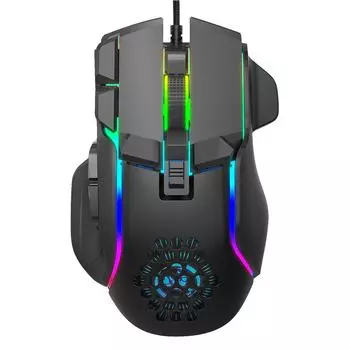 10 кнопок 12800 точек на дюйм USB игровая механическая мышь RGB с подсветкой компьютерные геймерские программируемые проводные мыши для портативных ПК настольных компьютеров чёрный