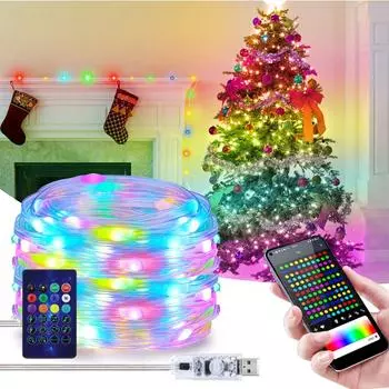 10 м 20 м светодиодные гирлянды Dream Color USB светодиодные гирлянды для спальни, вечеринки, свадьбы, украшения рождественской елки, уличные садовые фонари 10M-100LEDs