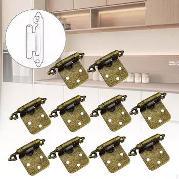 10 Pack Closing Cabinet Hinges for Kitchen Door, Semi Concealed Antique Bronze