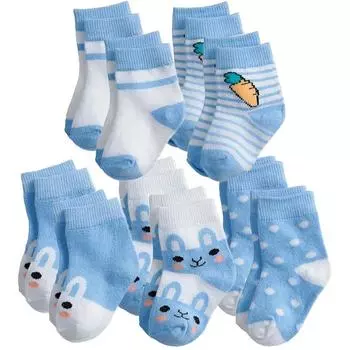 10 Pack Newborn Boy Baby Socks Solid Cotton Crew Kids Infant Toddler Unisex Autumn - Winter Season Gifts Socks 0-1 1-7 Years Old 0-1Years