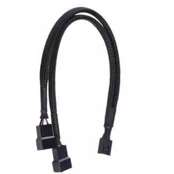 10-pack power splitter cable for computer case fans with 4-pin pwm connector to two 4-pin pwm connectors, in braid