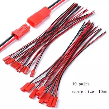 10 пар 22 AWG JST штекерный разъем 2-контактный штекерный разъем женский кабельный провод для светодиодной ленты RC игрушки адаптер батареи 10 см