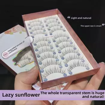 «10 пар натуральных легких накладных ресниц Lazy Sunflower с прозрачным стержнем»