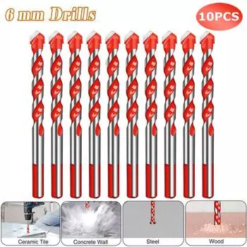 10 Pcs Brill Bits Multi-Material Triangle Drill Bit Diamond Set For Tile Concrete Brick Glass Plastic Wood Stone 4-12mm CHINA