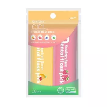 10 Pcs Fruit-flavoured Portable Individually Wrapped Disposable Dental Floss Sticks Pack of 10pcs